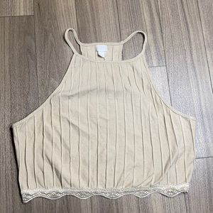 Colsie Ribbed + Lace Cropped Bralette